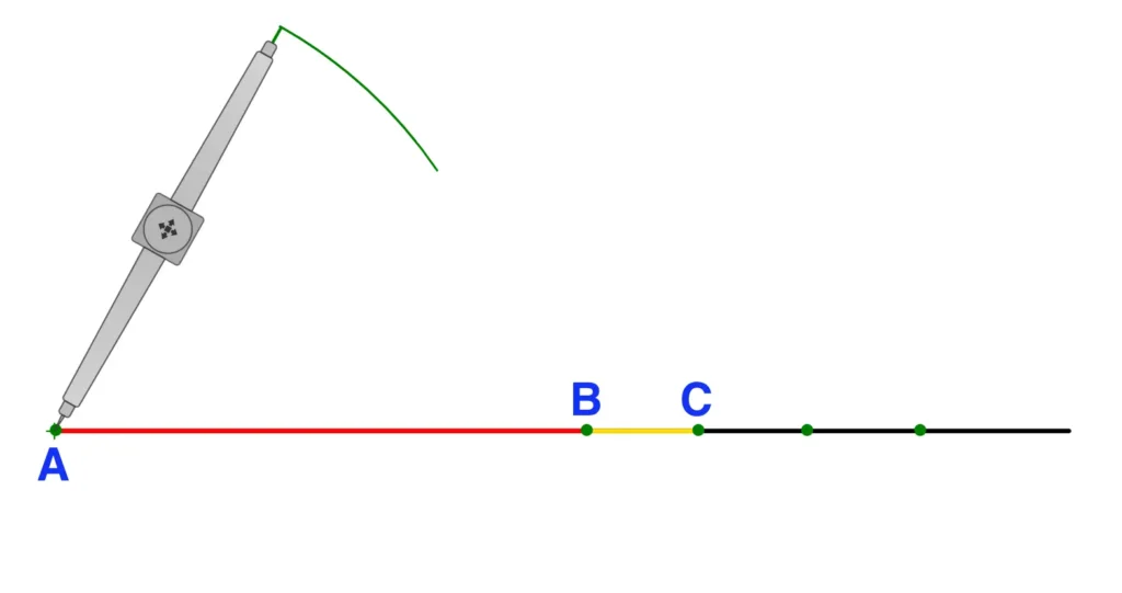 First step to find the perpendicular bisector of a line segment